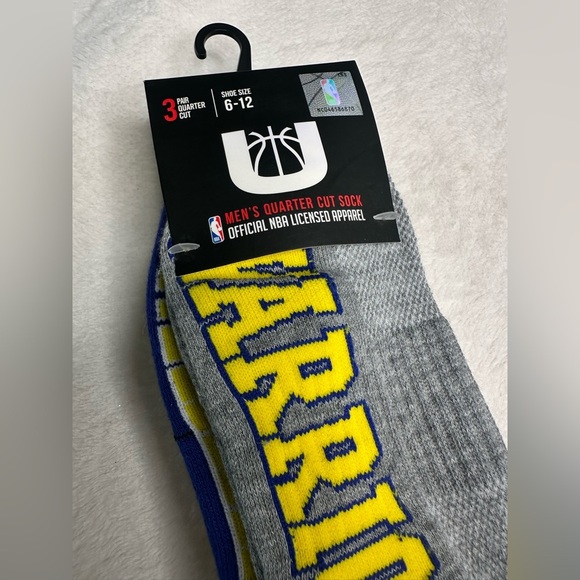 NBA Licensed Golden State Warriors Men's Quarter Cut 3 pack socks Size 6-12 - Picture 4 of 8